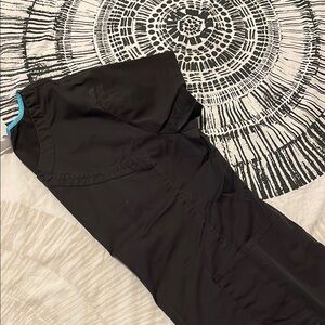 Black Scrub Top with Blue Trim